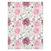 エレガントな水彩花柄の装飾的なパターン テーブルクロス (正面)