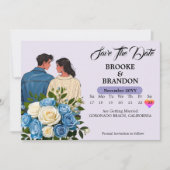 エレガントな水彩花柄のSave the Dateカード セーブザデート (正面)