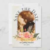 エレガントな水彩花柄キュートフォトウェディング 案内状 (正面)