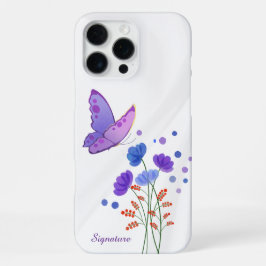 エレガントな水彩花柄バタフライフォンケース iPhone 16 PRO MAXケース