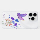 エレガントな水彩花柄バタフライフォンケース iPhoneケース (裏面横)