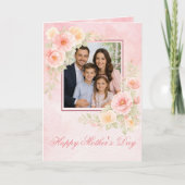 エレガントな水彩花柄フォトカード 母の日 カード (正面)