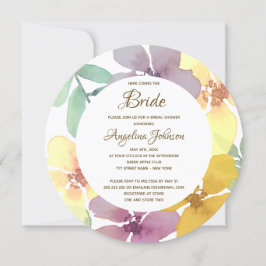 エレガントな水彩花柄ブライダルシャワー 招待状