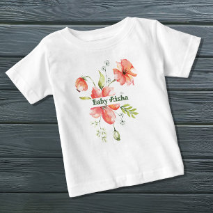 エレガントな水彩花柄ベビーTシャツ 新生児ベビー ベビーTシャツ