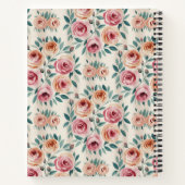 エレガントな水彩花柄モノグラム ノートブック (裏面)