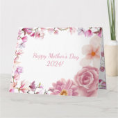 エレガントな水彩花模様の紫とピンクの記念カード カード (裏面)