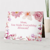 エレガントな水彩花模様の紫とピンクの記念カード カード (正面)