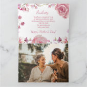 エレガントな水彩花模様の紫とピンクの記念カード カード (内部)