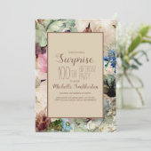 エレガントな水彩花模様の100歳誕生日 招待状 (スタンド正面)