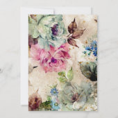 エレガントな水彩花模様の100歳誕生日 招待状 (裏面)