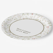 エレガントな水彩花緑飾り ペーパープレート (アングル)