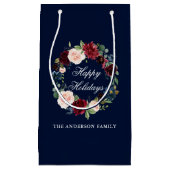 エレガントな水彩花輪のホリデーシーズン スモールペーパーバッグ (正面)