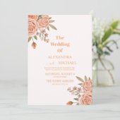 エレガントな水彩花　ピーチファズ　ウェディング 招待状 (スタンド正面)