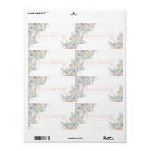 エレガントな水彩花  ラベル (フルシート)