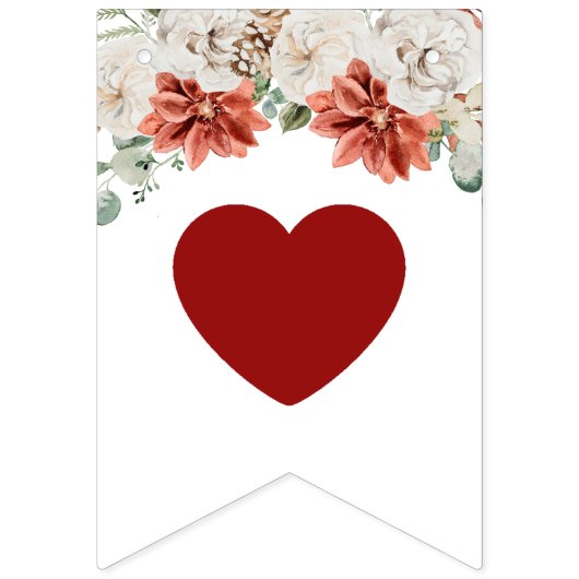 エレガントな水彩赤花冬の花嫁-to-Be バンティングフラッグ (第1の旗)