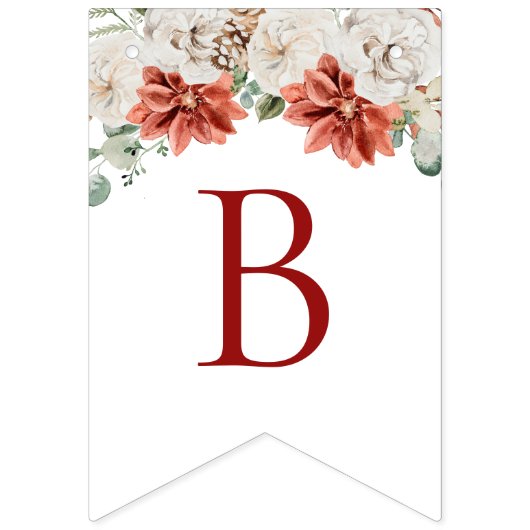 エレガントな水彩赤花冬の花嫁-to-Be バンティングフラッグ (第3の旗)