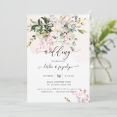 エレガントな水彩 ダスティー ブラッシュ ピンク ユーカリ 招待状 (スタンド正面)