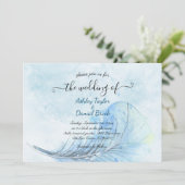 エレガントな水彩 ネイビーブルー スクリプト 現代のウェディング 招待状 (スタンド正面)