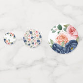 エレガントな水彩 ネイビー コーラル フラワー コンフェッティ (正面)