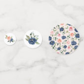 エレガントな水彩 ネイビー コーラル フラワー コンフェッティ (裏面)