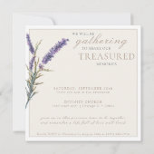 エレガントな水彩 ラベンダー 命の祝い 招待状 (裏面)