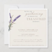 エレガントな水彩 ラベンダー 命の祝い 招待状 (裏面)