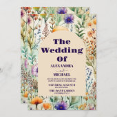 エレガントな水彩　ワイルドフラワーのウェディング 招待状 (正面/裏面)