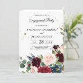 エレガントな水彩 ワインレッドの頬紅とゴールドのドロップス 招待状 (スタンド正面)