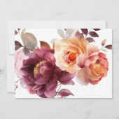 エレガントな水彩 ワインレッド ブーケ 花のウェディング 招待状 (裏面)