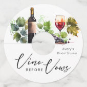 エレガントな水彩 ヴィノ ビフォー ヴォウズ ブライダルシャワー ワイングラスタグ (正面)