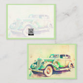 エレガントな水彩 ヴィンテージ カー デザイン ノートカード (正面/裏面)