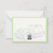 エレガントな水彩 ヴィンテージ カー デザイン ノートカード (正面)