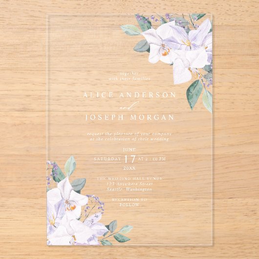 エレガントな水彩 春の花の結婚式 アクリル招待状 (正面)