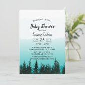 エレガントな水彩 森の松の木 赤ちゃん歓迎会 招待状 (スタンド正面)