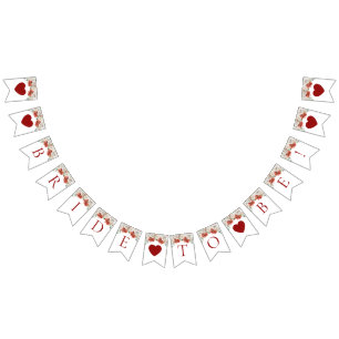 エレガントな水彩 赤い花の冬の花嫁-to-Be バンティングフラッグ