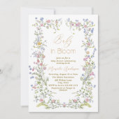 エレガントな水彩 赤ちゃんとピンクの花の blooom B 招待状 (正面)