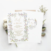 エレガントな水彩 赤ちゃんとピンクの花の blooom B