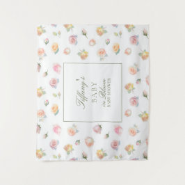 エレガントな水彩 赤ちゃんの花園 女の子のベビーシャワー タペストリー