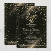 エレガントな水玉柄、Sweet 16 パーティー 招待状 (正面/裏面)