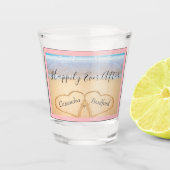 エレガントな沿岸のライトピンクビーチウェディング2つのハート ショットグラス (正面)