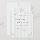 エレガントな沿岸の貝殻 ウェディング セーブ・ザ・デート 招待状 (正面)