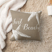 エレガントな沿岸白いヒトデ及びのどのバーラップ クッション (ブランケット)