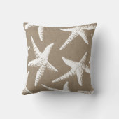 エレガントな沿岸白いヒトデ及びのどのバーラップ クッション (裏面)