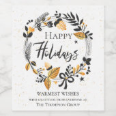 エレガントな法人名のクリスマスリース ワインラベル (シングルラベル)