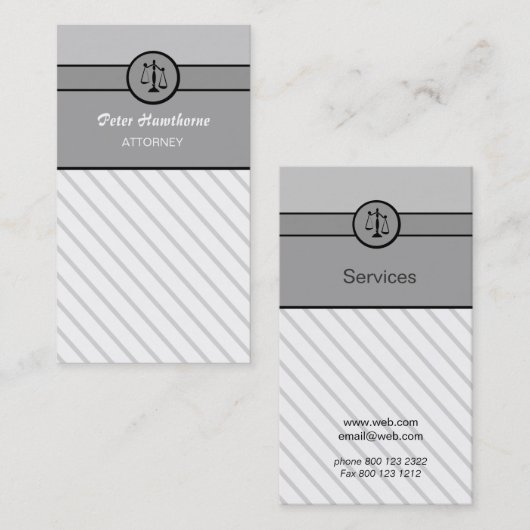 エレガントな法律事務所の弁護士弁護士の正義のスケール 名刺 (正面/裏面)