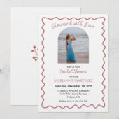 エレガントな波状フレームのブライダルシャワーフォト招待状 招待状 (正面/裏面)