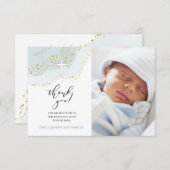 エレガントな洗礼ありがとうベイビーボーイ 招待状 (正面/裏面)
