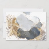 エレガントな洗礼の男の子の女の子の金ゴールドおよび青 招待状 (裏面)