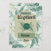 エレガントな洗礼招待状カード 招待状 (正面/裏面)