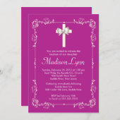 エレガントな洗礼|の洗礼を施すエレガントな十字 招待状 (正面/裏面)